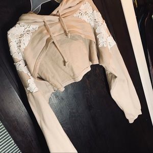 Embroidered Hooded Crop Top